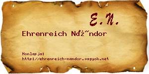 Ehrenreich Nándor névjegykártya